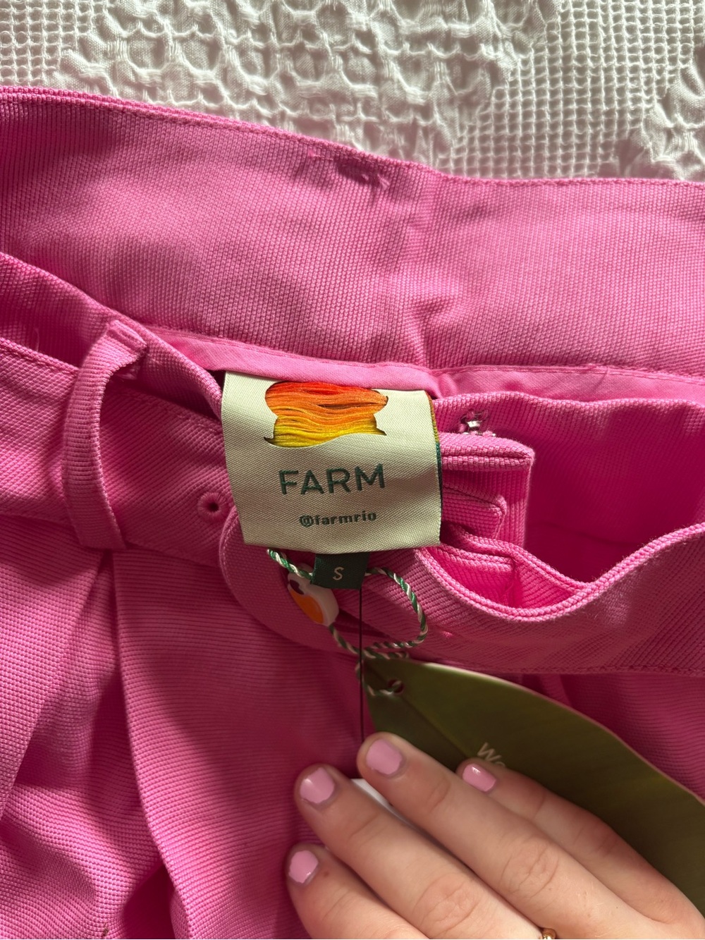 Farm rio High-Waist Wide Leg Belted Pants - Pink size small nwt - Picture 5 of 6